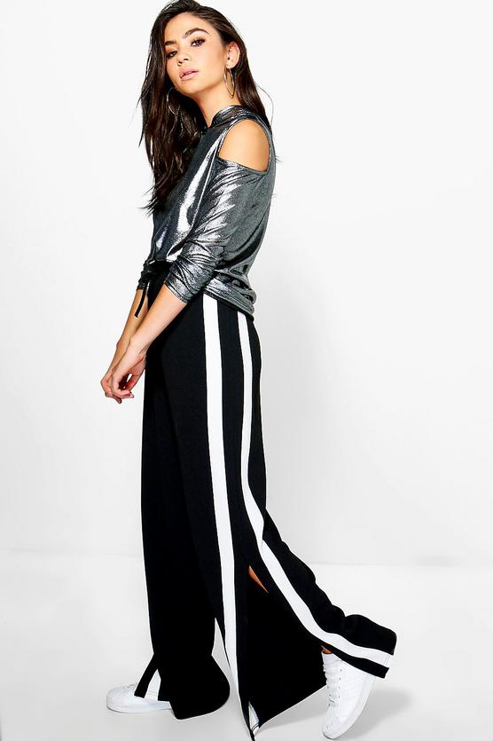 Camellia Contrast Panel Wide Leg Relaxed Trousers